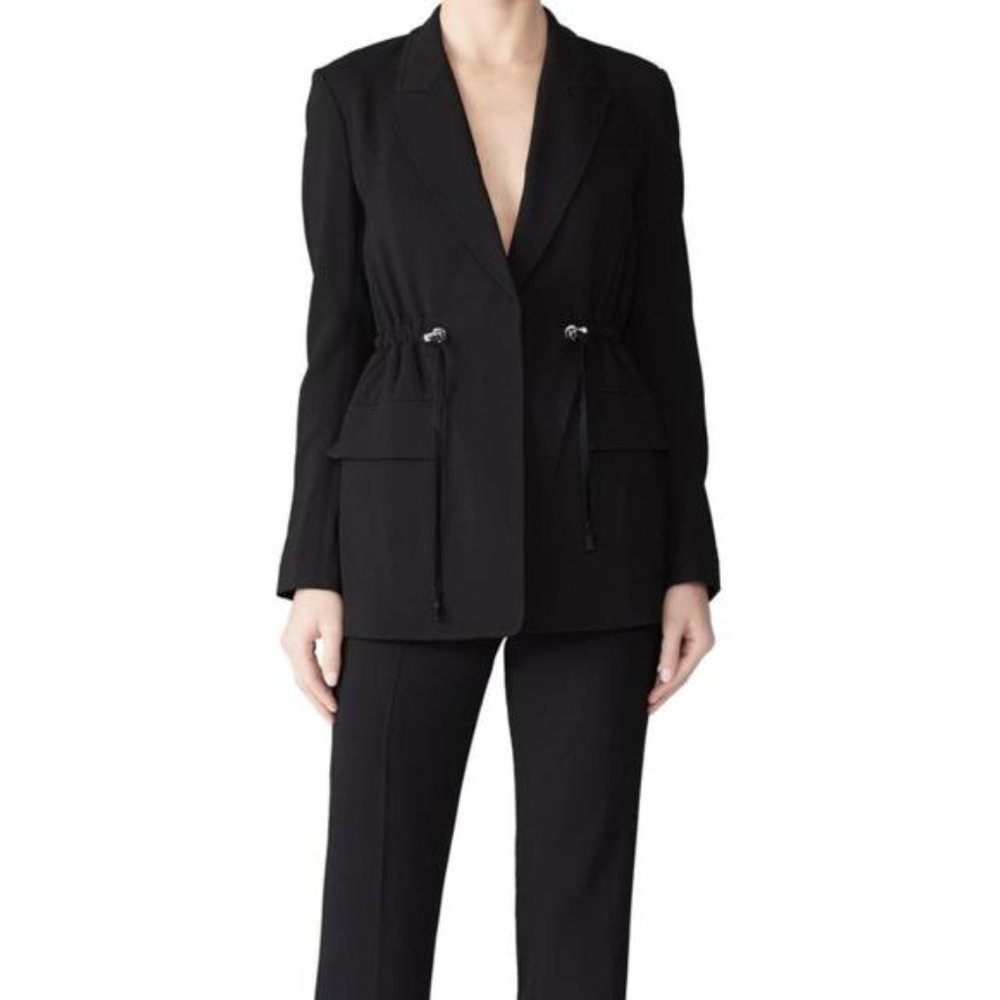 A.L.C. Collins Jacket Black Crepe Drawstring Waist Blazer 2 Small Viscose